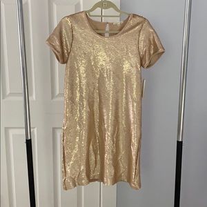 Brushed gold sequin shift dress
